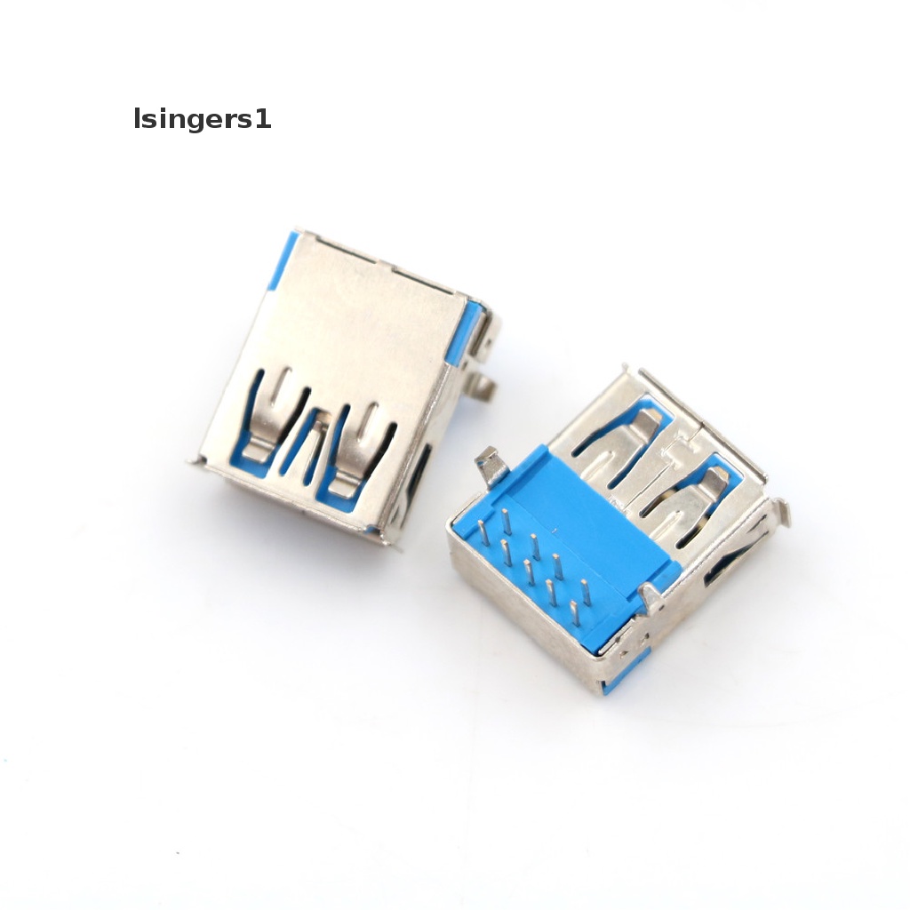 (lsingers1) 5pcs Konektor Soket DIP PCB USB 3.0 Tipe A Female Sudut Kanan 9Pin