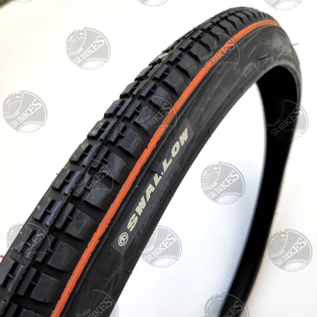 Ban Luar 28 x 1 1/2 Sepeda Onthel Unto. HITAM List Orange. SWALLOW