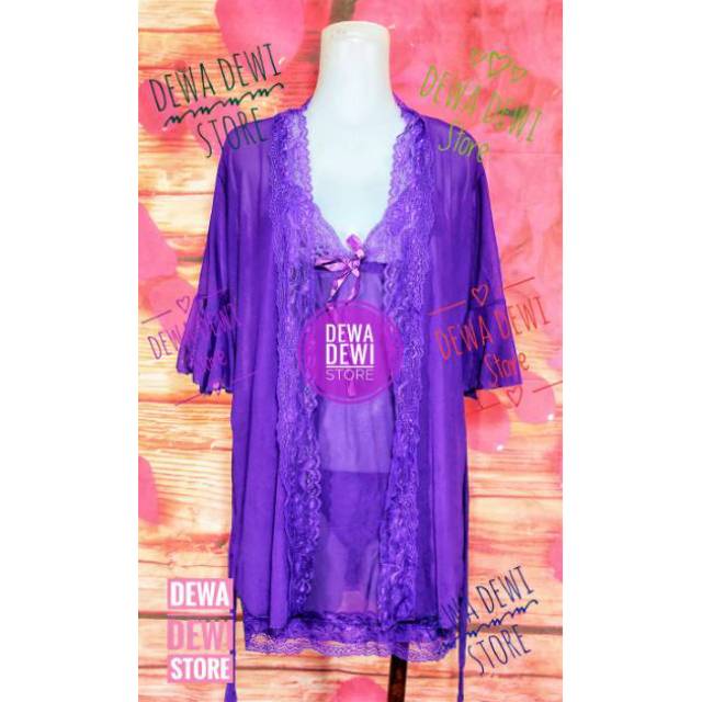 Setelan Lingerie Baju Tidur Night Dress Ungu Sexy ...