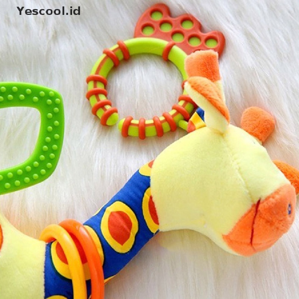 (Yescool) Mainan Rattle Genggam Bentuk Jerapah Bahan Lembut Untuk Bayi