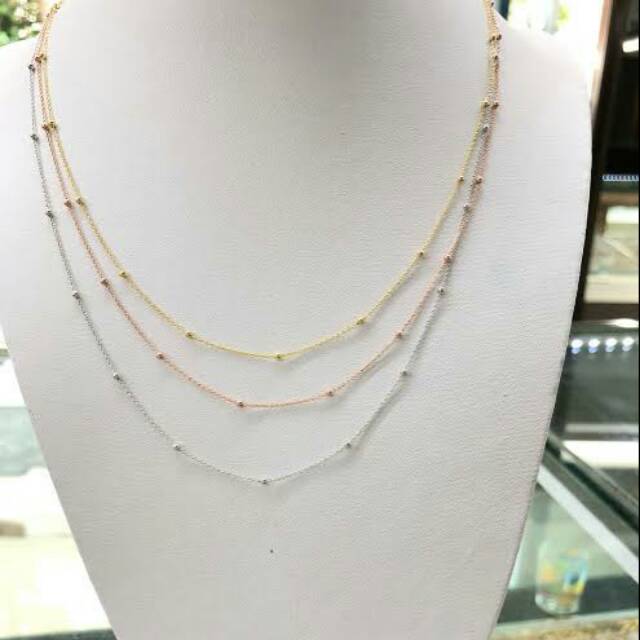 Kalung jedar anak dan dewasa emas asli kadar  750 75% 16k 22 UBS gold whitegold variasi 3 warna dimensi merica holo