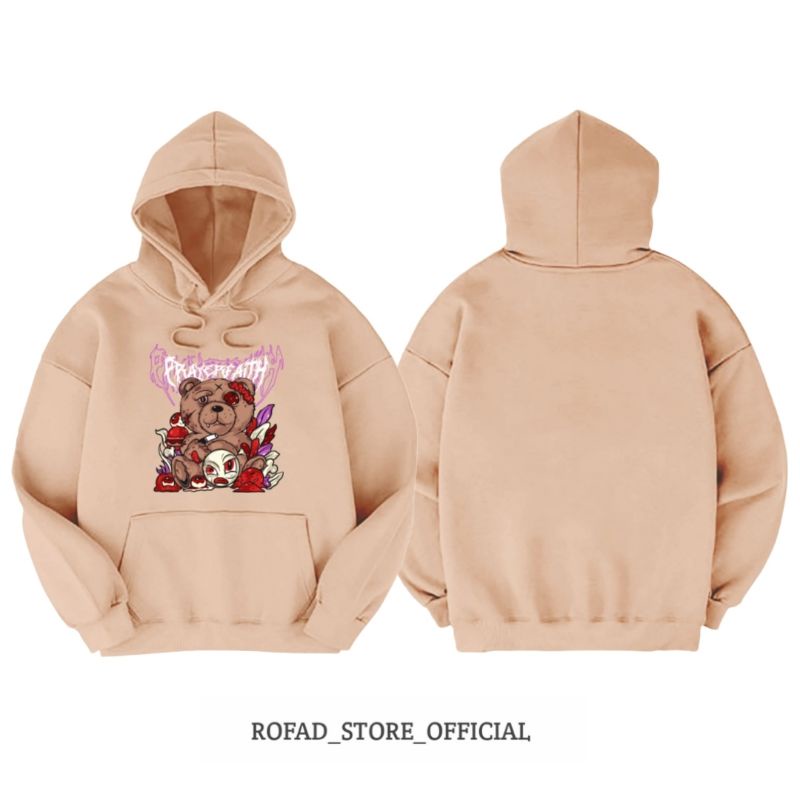 ROFAD STORE - Sweater Hoodie Cream Pria wanita - Jaket Hodie Panda PRAYERFAITH original bahan Fleece