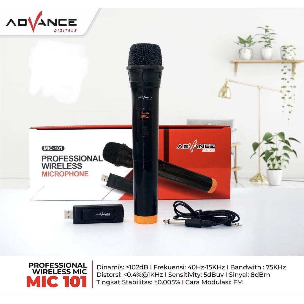 Profesional Wireless Microphone Advance MIC 103 102 101 (Mic Tanpa Kabel)