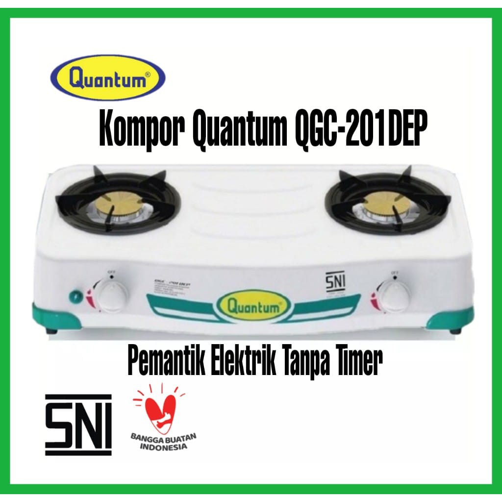 Quantum Kompor Gas 2Tungku Elektrik QGC-201DEP Tanpa Timer / Kompor Quantum 2Tungku