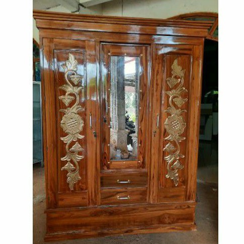 Lemari kayu Almari kayu jati 3 pintu