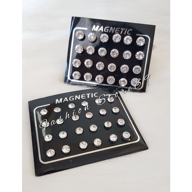 Ready Anting Magnet Permata Set permata putih set anting magnet permata warna