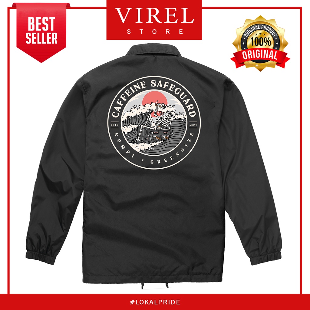 JAKET COACH parasut DISTRO Roughneck cowok pria anti air murah Clothing apparel sablon DTF custom