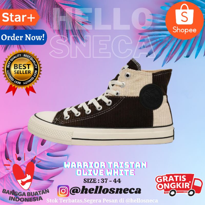 Warrior Tristan Olive Black white high - Sepatu Warior shoes original