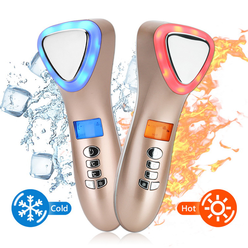 COD LED Hot Cold Hammer Facial Lifting Vibration Massager Body&amp;Face Ultrasonic Cryotherapy