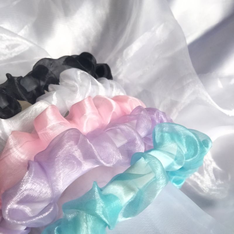 Bando Scrunchies Bandana Rambut Mode Korea Warna Pastel