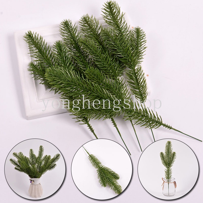 5pcs / set Daun Pinus Imitasi Bahan PVC Untuk Dekorasi Pohon Natal