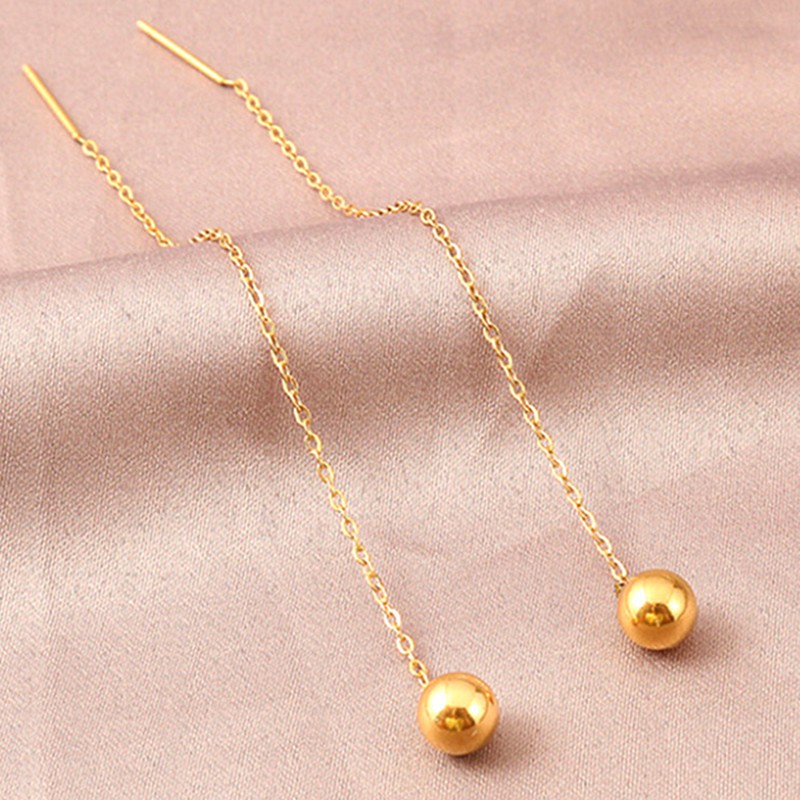 Anting Titanium Wanita Anti Karat Hati Lapis Emas 18K Aksesoris Perhiasan-Round