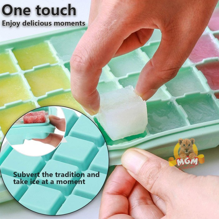 cetakan es batu silikon dengan tutup Silicone Ice Cube Maker 24lubang