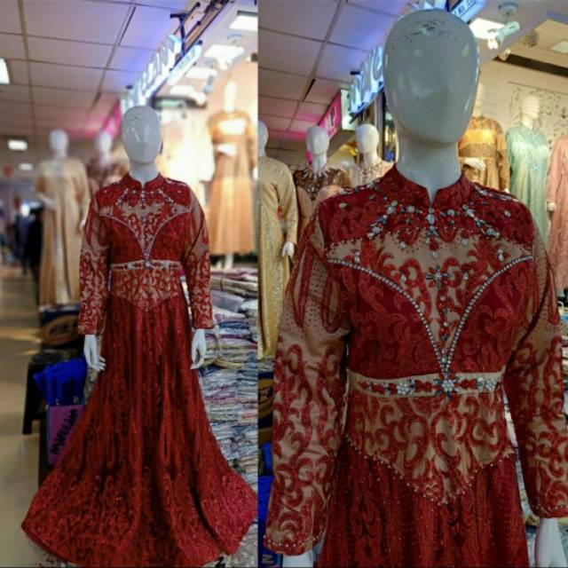 Gamis bridal kombi tile/gaun pesta muslim/dress pesta lamaran