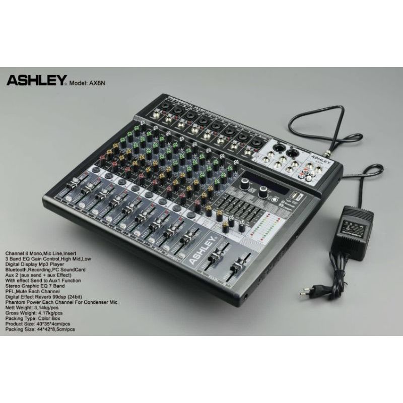 MIXER ASHLEY AX8N BLUETOOTH RECORDING