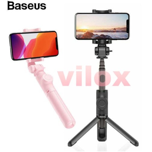 baseus lovely tongsis tripod tongkat selfie stik hp bluetooth vlog