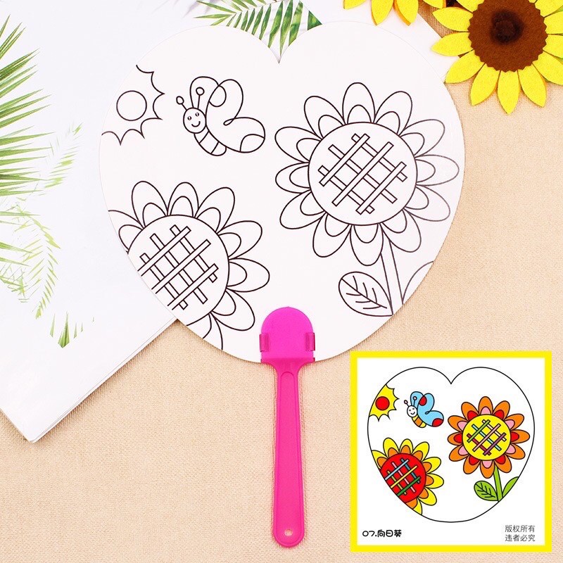 DIY MEWARNAI KIPAS MAINAN EDUKASI CRAFT KERAJINAN TANGAN EDUTOYS SOUVENIR GOODIE BAG HADIAH ULTAH-Flower