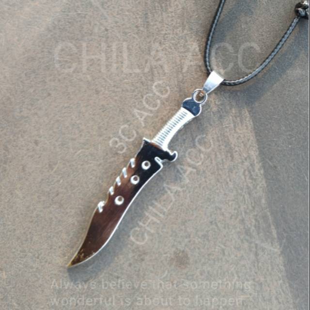 Kalung Tali Liontin PISAU KOMANDO KNIFE ARMY 3Mata GAUL Fashion pria Wanita Gold Silver Black