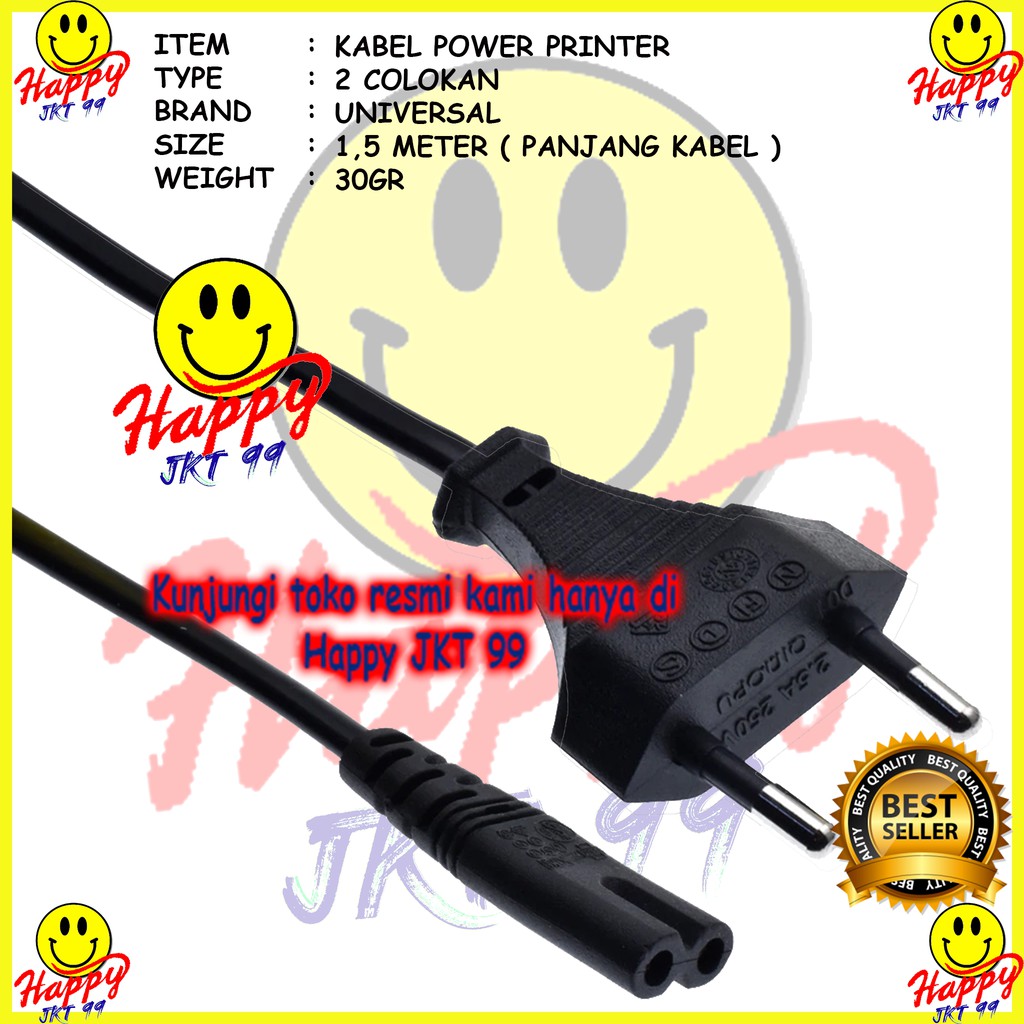 [ HAPPY JKT 99 ] KABEL POWER PRINTER 1.5M 1.5 M ORIGINAL