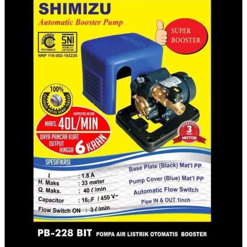 SHIMIZU PB 228 BIT booster pump pompa air PB-228 dorong Pendorong flow switch