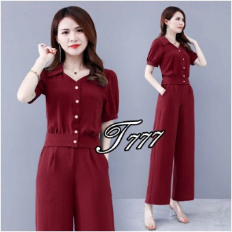 Setelan Wanita Kekinian 2021 Pakaian Set Baju Setelan Crop SanSan Pesta Natal Kondangan Kulot Moscre