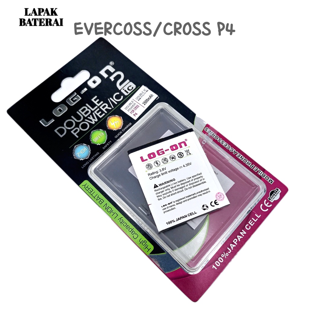 LOG - ON Evercoss P4 Baterai Double IC Protection Battery Batre