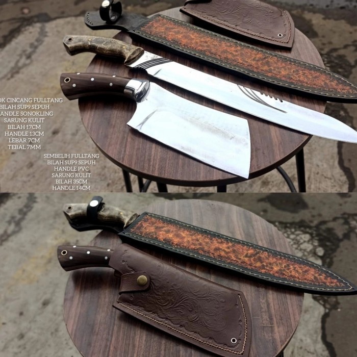 Pisau Seset Kulit - Golok Pisau Sembelih Cacah Cincang Seset 1Set Tajam Super - Vivistecolection