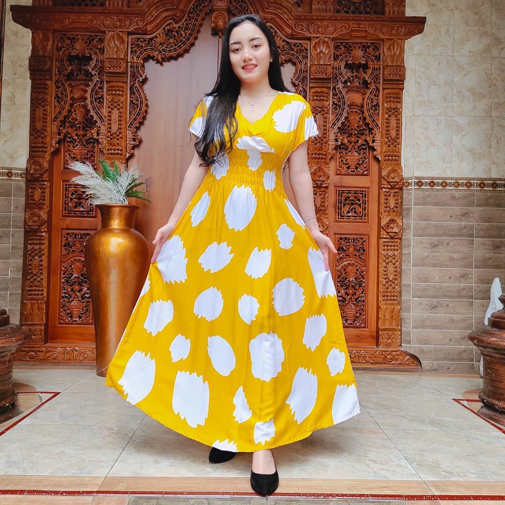 DASTER MOZA PRINT | BALI LONGDRESS-YOSHI MUSTARD