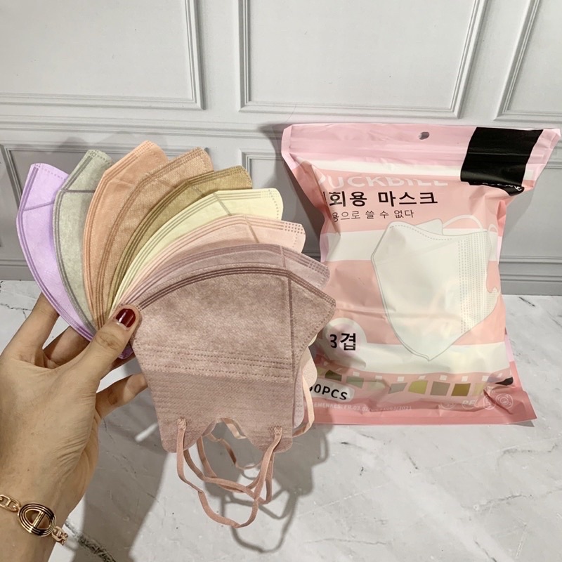 Masker Duckbill Mix Warna Warni  Pastel Hitam Putih Abu Isi 50 Pcs Per Box