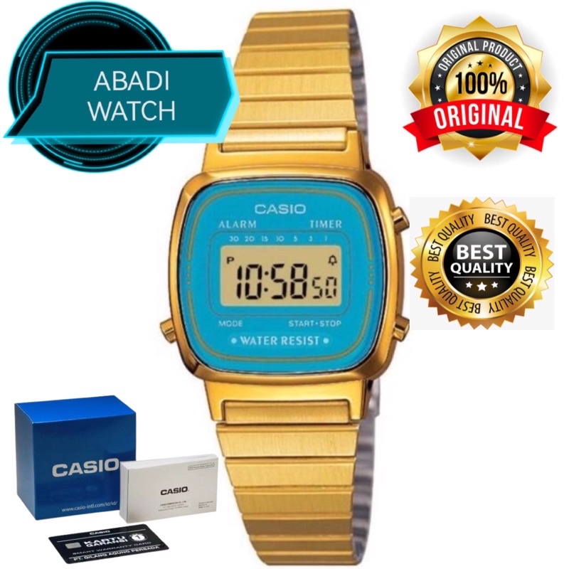 Casio Original LA670WGA-2DF Retro Emas Tone Digital Ladies Watches LA670WGA-2 Original