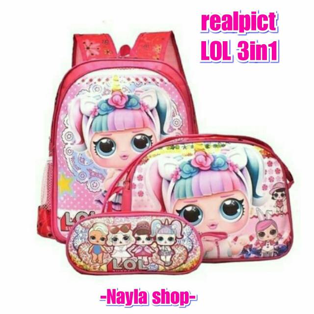 &quot;aurabagss&quot; - Tas Anak Ransel Sekolah Anak Perempuan PAUD TK Backpack Anak Perempuan Sekolah Motif LOL Printing Terbaru Cute Imut Keren