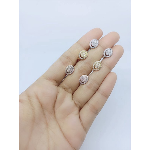 anting jepit oval mp full/ anting perak asli silver 925 lapis emas/ anting fashion wanita impor