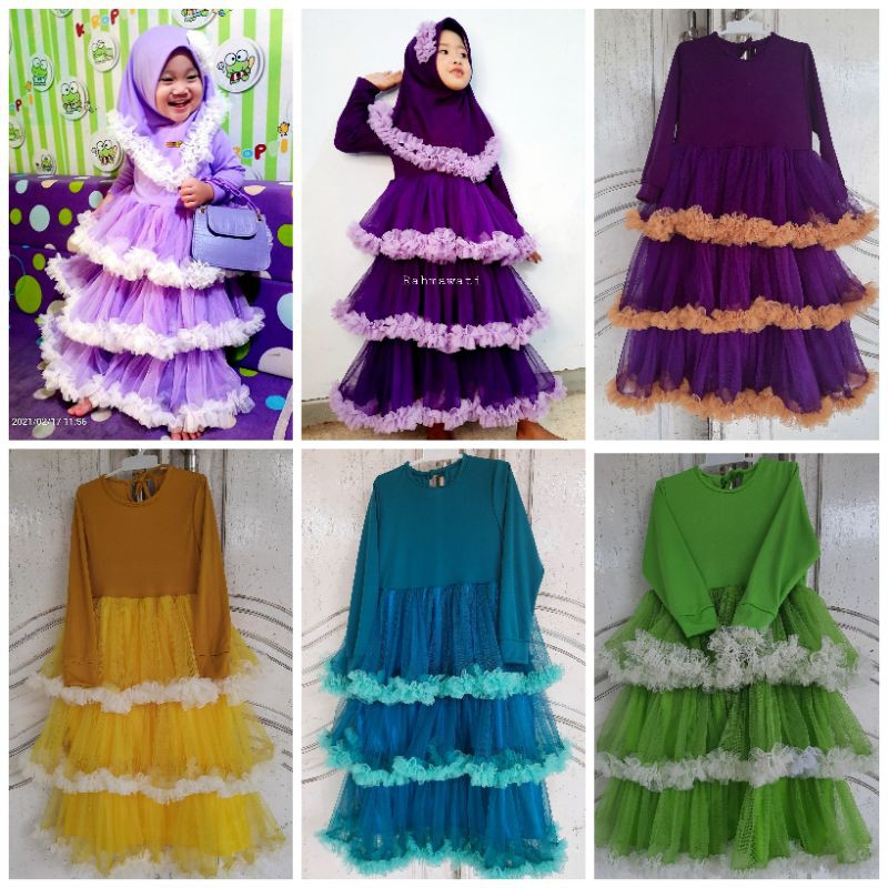 gamis tutu muslim anak perempuan maxy dress