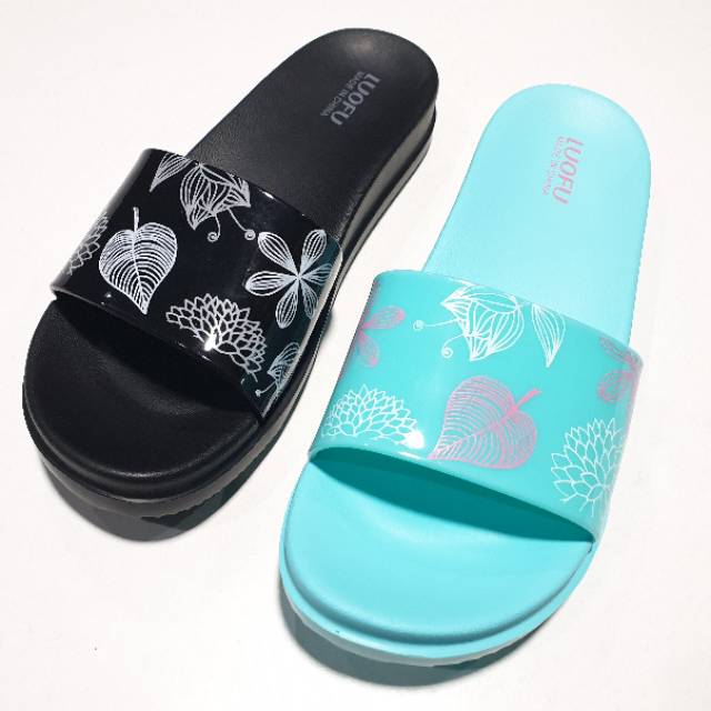 jelly sandal wanita luofu slide slop cewek karet import 7159L4