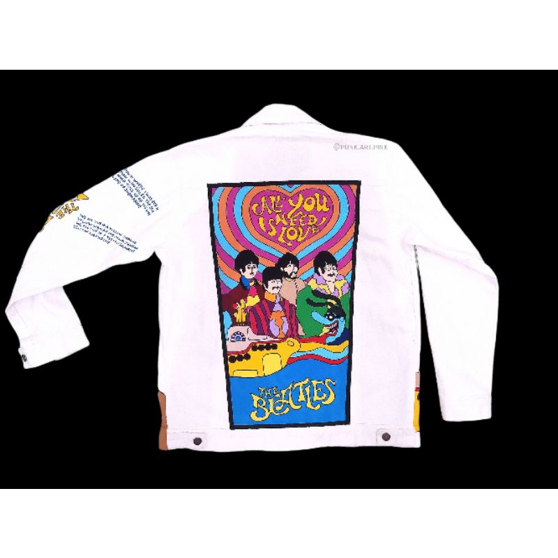 jaket jeans denim levis lukis painting the beatles