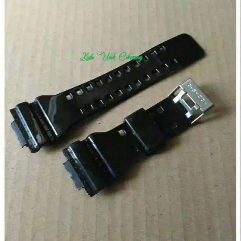 TALI STRAP JAM TANGAN CASIO G SHOCK GA-300 / GA300 / GA 300 HITAM GLOSSY FREE PEN RUBBER STRAP