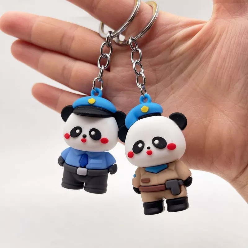 GANTUNGAN KUNCI PANDA COP // Ganci Karakter Polisi Panda Korea | Gantungan tas | Bag Charm | Souvenir Murah | Keychain | COD