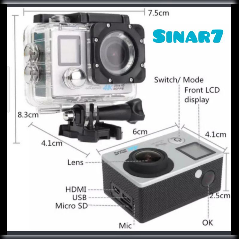 Kamera Sport Cam WiFi 2 layar LCD Camera ultra HD + remote