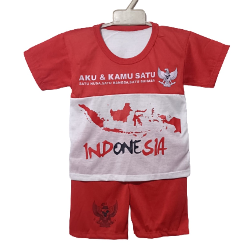 SETELAN BAJU MERAH PUTIH 17 AGUSTUSAN ANAK ANAK