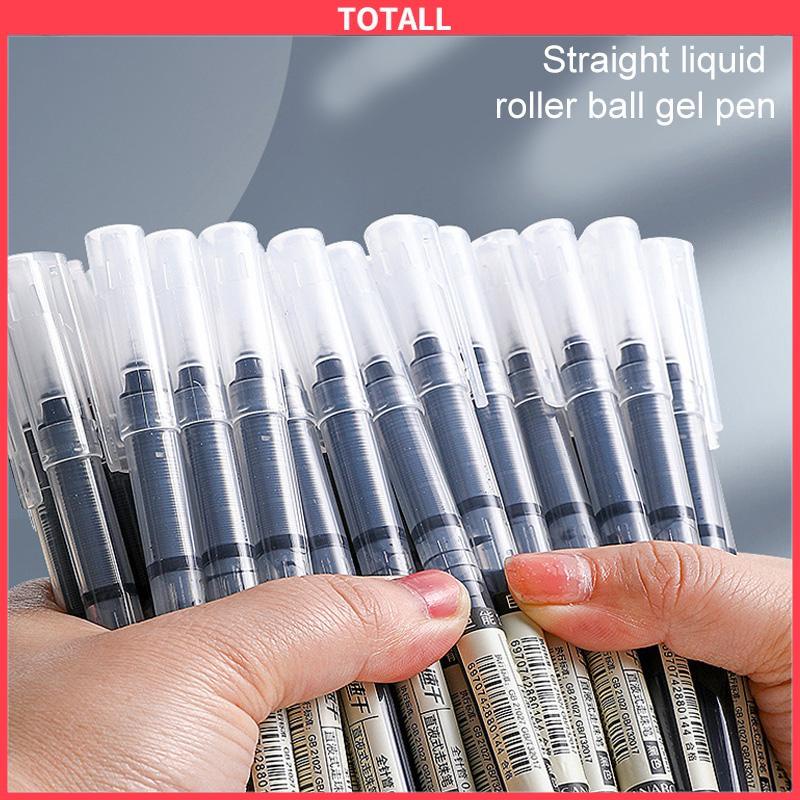 COD 0.5mm Tip Lurus Cair Roller Ball Pen Kantor Tabung Jarum Penuh Siswa Ujian Gel Pena-Totall