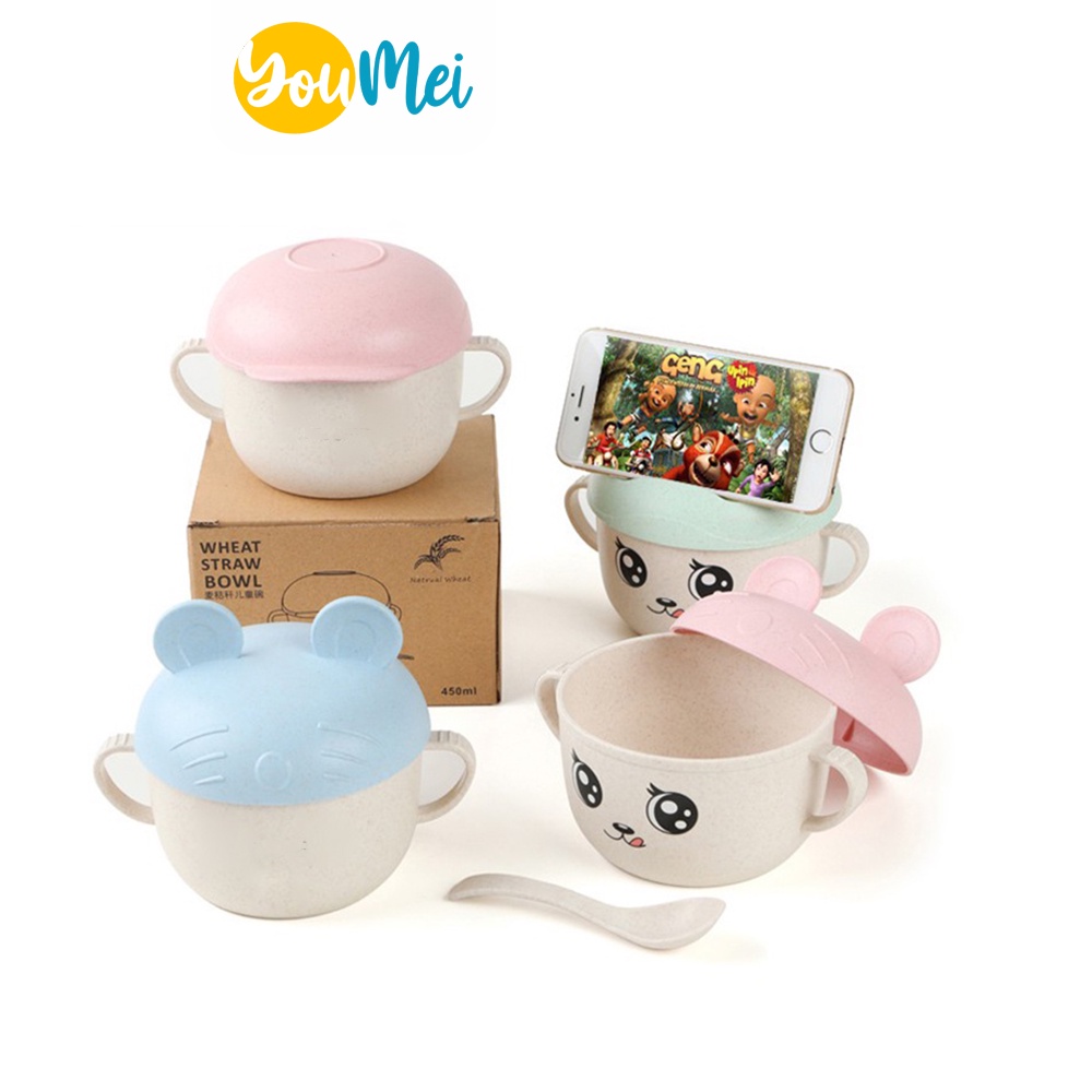 Set Mangkok Karakter 11 cm Dengan Cutlery Alat Makan Sendok  / Mangkuk Anak-anak Gambar Kartun Sendok / Mangkuk Makan Anak Karakter / Mangkuk Bubur Anak dan Bayi / Mangkuk Sup Bowl - 1208