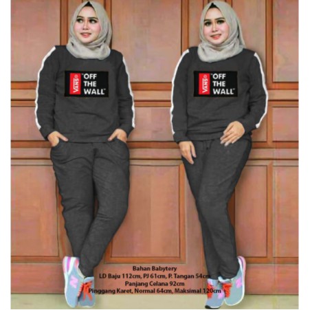 setelan celana jogger wanita hijab jumbo/setelan gowes/setelan olahraga/set training