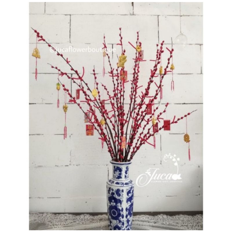 pusy willow imlek/bunga pusy willow in vae /imlek flower/vas