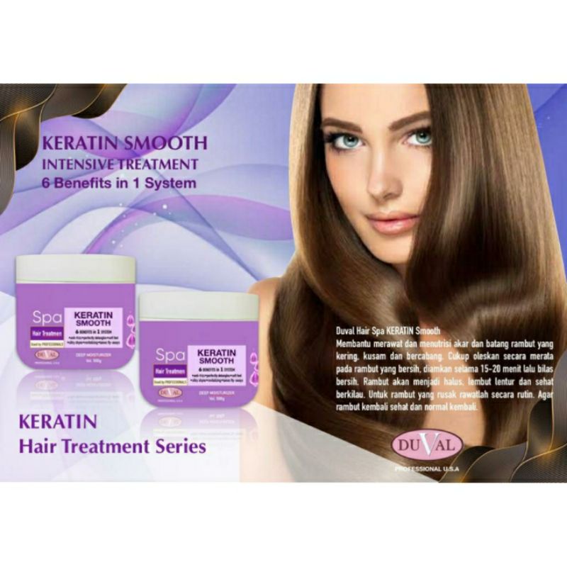 JEMPOL DUVAL SPA KERATIN SMOOTH 500GR / Spa Rambut / Masker Rambut