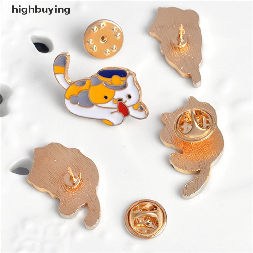 Hbid 4PCS / Set Bros Pin Enamel Bentuk Kartun Kucing Untuk Wanita