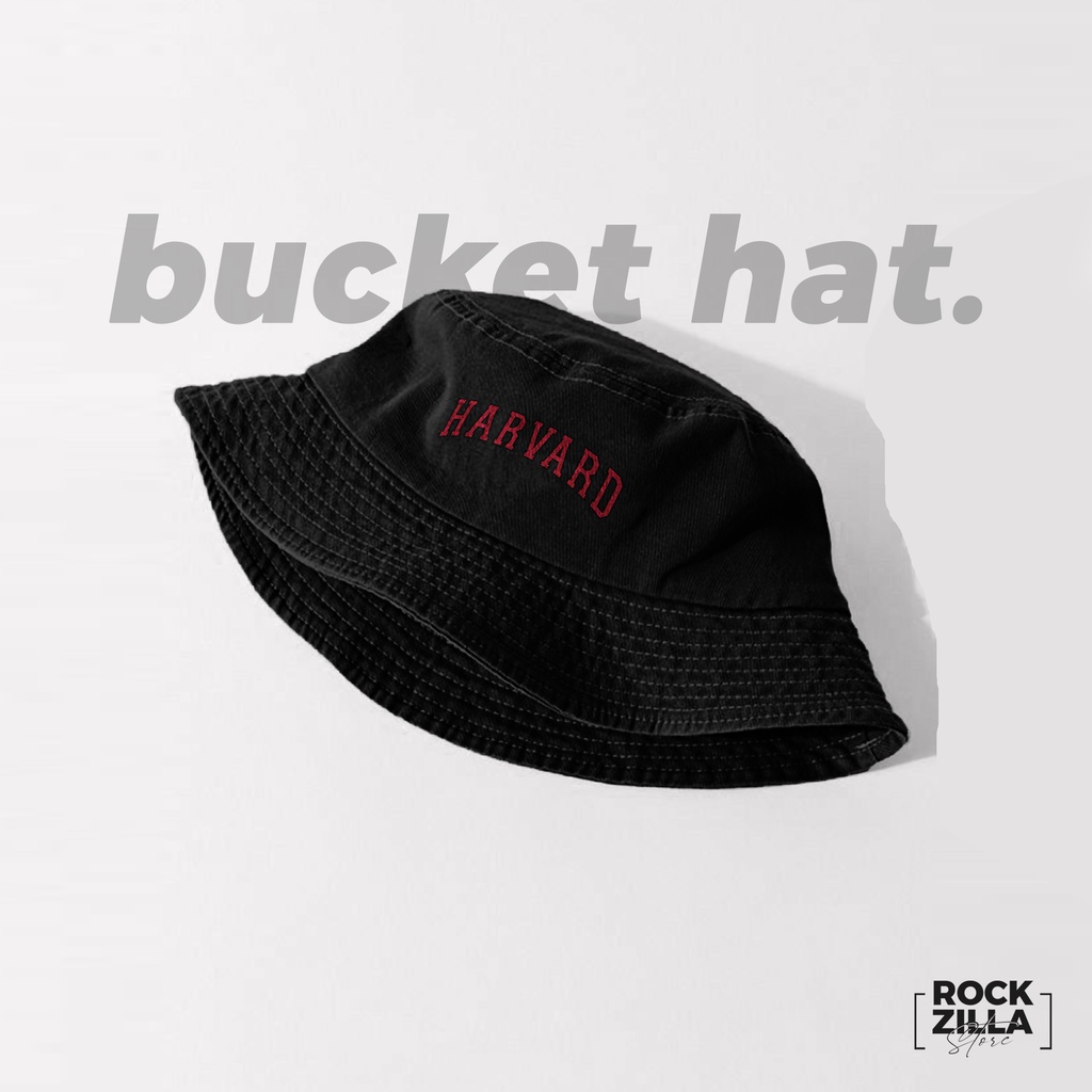 Topi Bucket Hat Distro Premium Custom Tag - Harvard