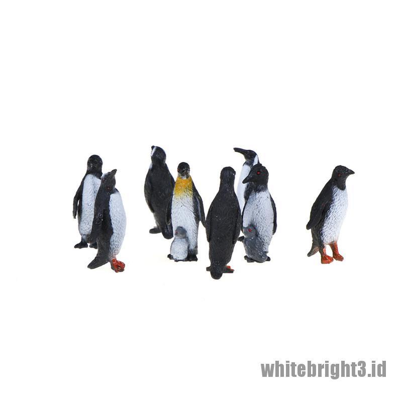 (white3) 8pcs / set Mainan Figurin Penguin Laut Bahan Plastik