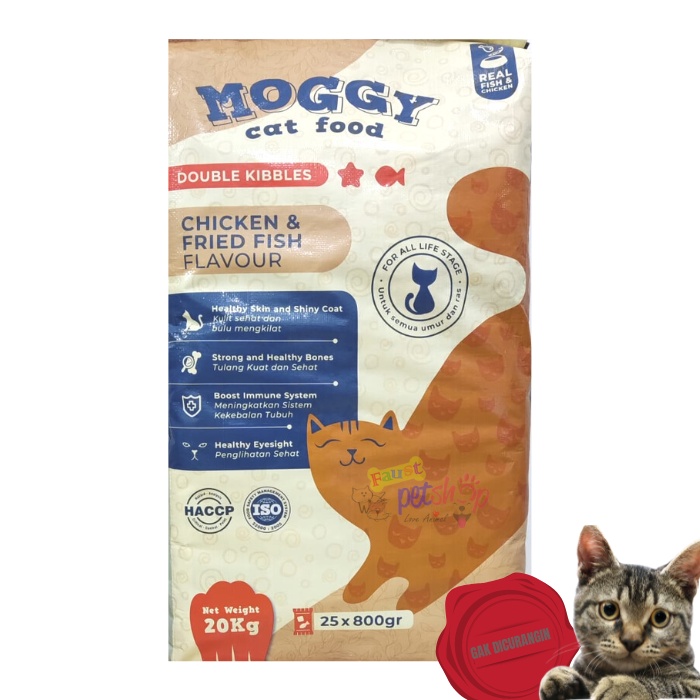 Moggy All Life Stages Chicken Chicken & Fried Fish 20 Kg Healthy Skin & Shiny Coat Makanan Kucing Ke