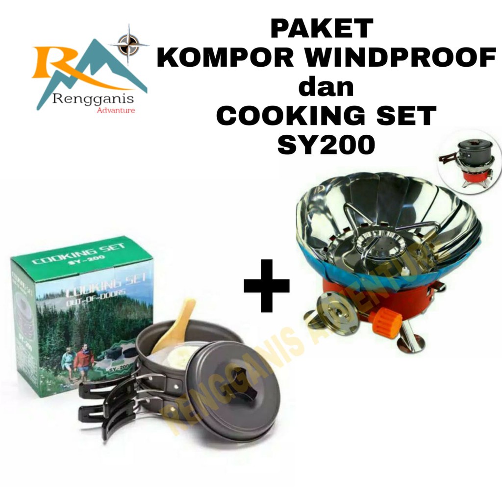 PAKETAN CAMPING Kompor Mawar Cooking Set SY 200 Paket Penggorengan Alat Masak Camping