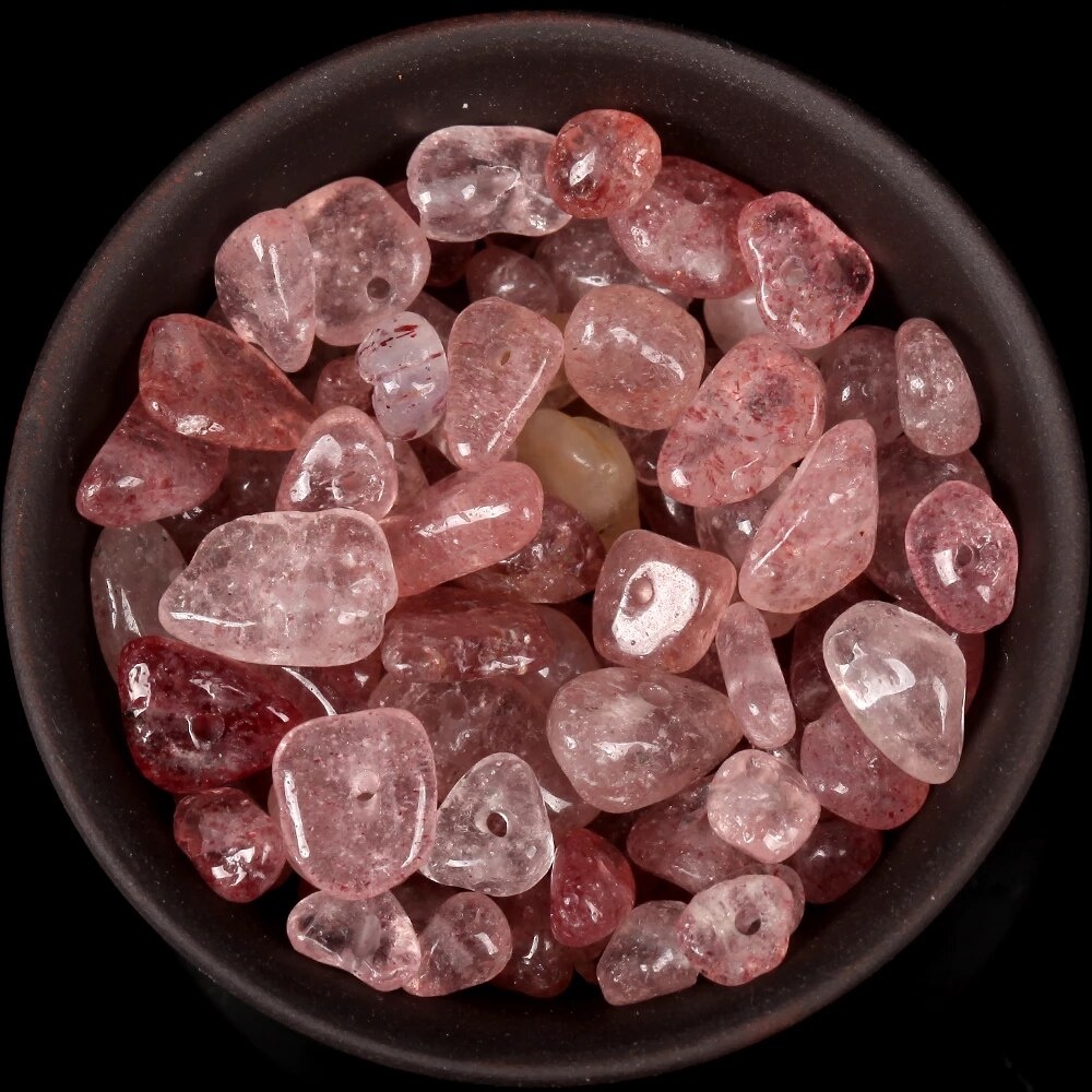 Manik-Manik Batu Kristal Kuarsa Strawberry Quartz Asimetris